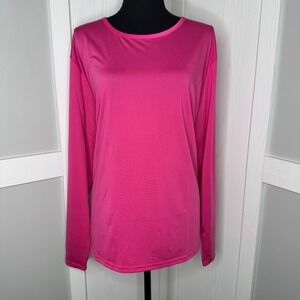 Real Essentials Long Sleeve Workout Top 2X Pink‎ & Black 2 Pack Activewear